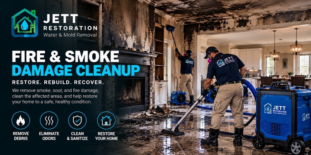 Fire and smoke cleanup inside a fire-damaged living room